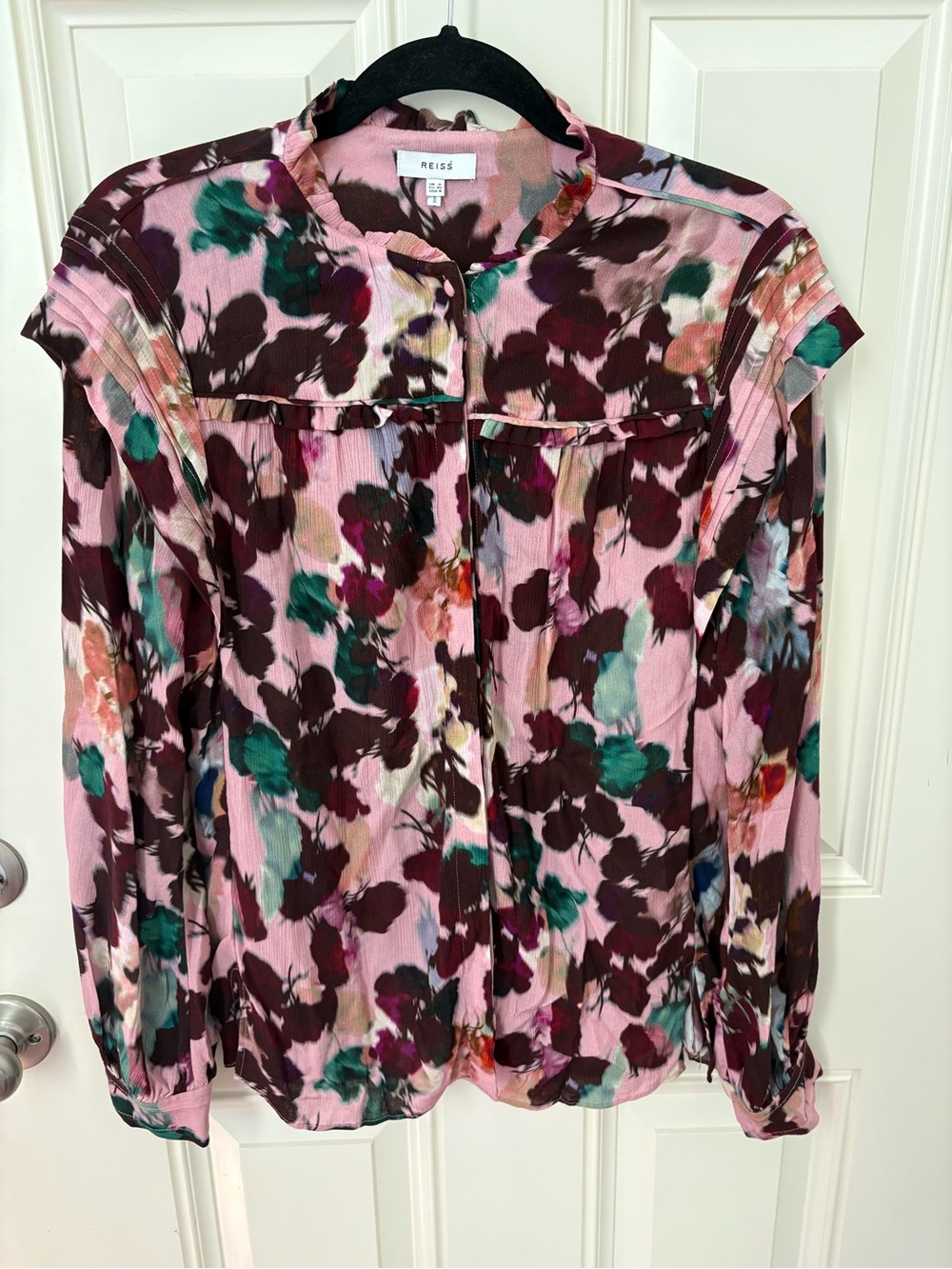 Reiss Phoenix Floral Yoke Detail Blouse Size 4 - Picture 2 of 9